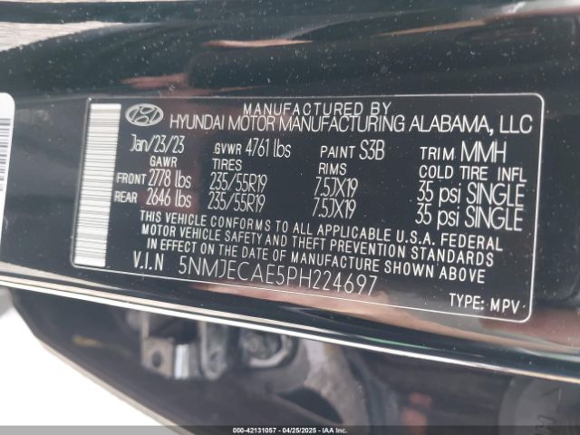 5NMJECAE5PH224697 Hyundai Tucson Limited