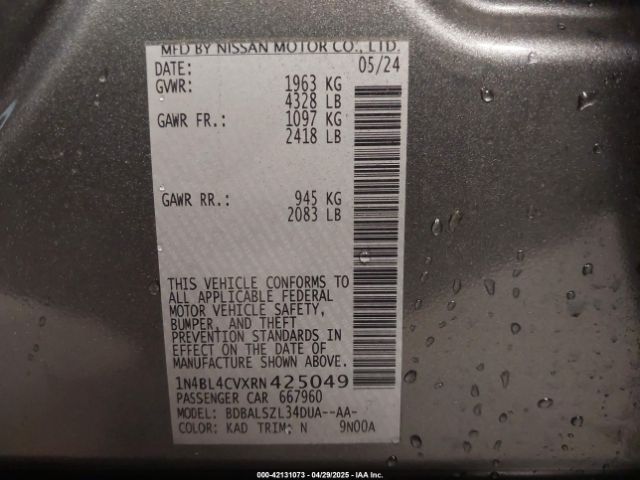 1N4BL4CVXRN425049 Nissan Altima Sr Fwd