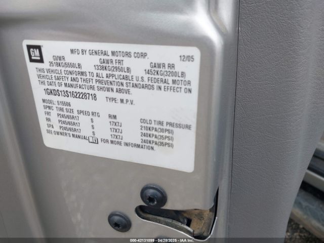 2006 GMC ENVOY 1GKDS13S162228718 Photo 8