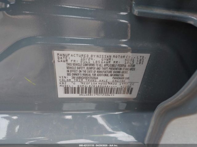 3N1AB8CV9SY250644 Nissan SENTRA SV