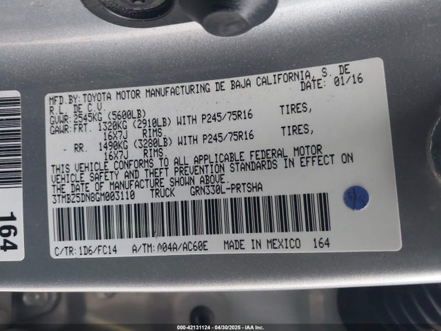 3TMBZ5DN8GM003110 Toyota Tacoma Sr5