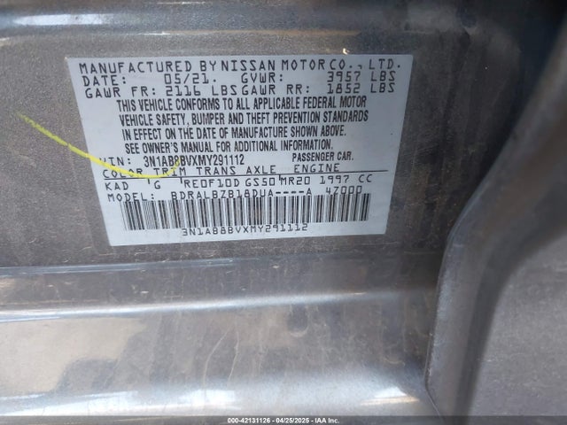 3N1AB8BVXMY291112 Nissan Sentra S Xtronic Cvt