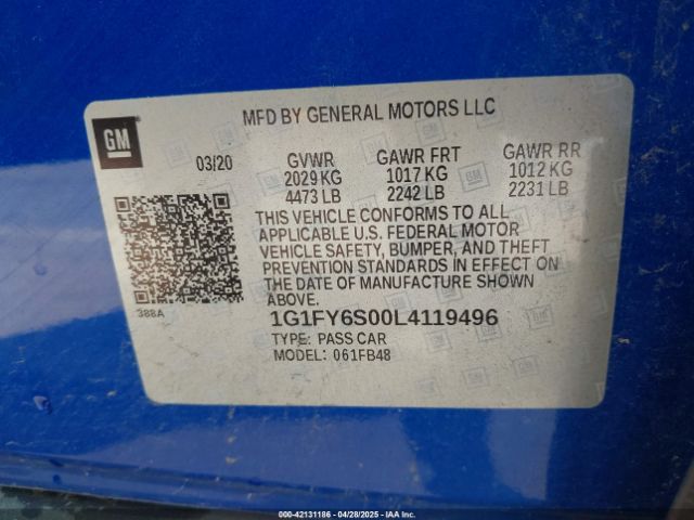 2020 CHEVROLET BOLT EV 1G1FY6S00L4119496 Photo 8