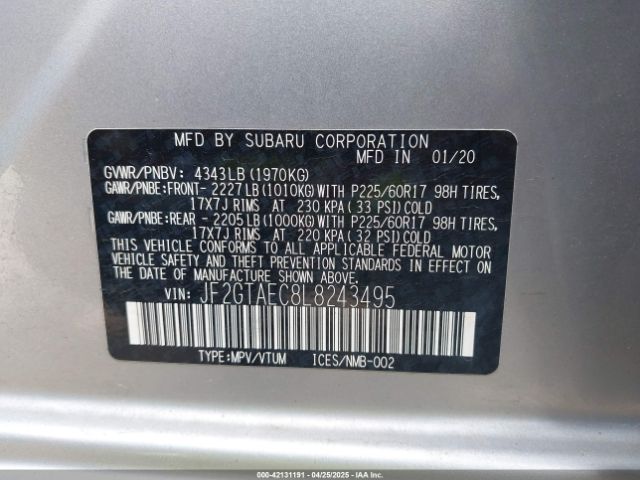 JF2GTAEC8L8243495 Subaru Crosstrek Premium