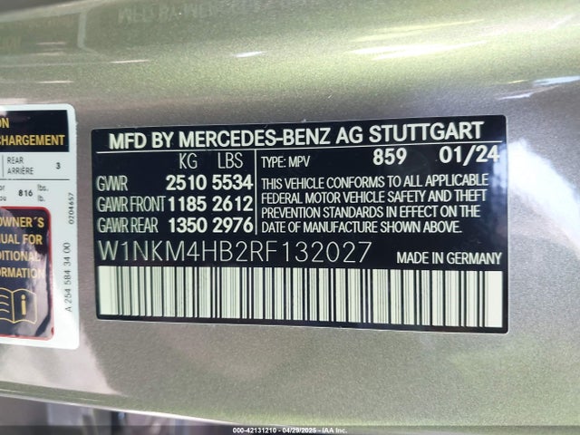 W1NKM4HB2RF132027 Mercedes-Benz m254