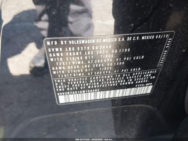 2019 VOLKSWAGEN TIGUAN 3VV2B7AX1KM150482 Photo 8