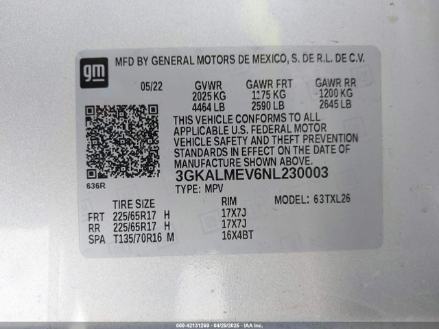 3GKALMEV6NL230003 GMC Terrain Fwd Sle