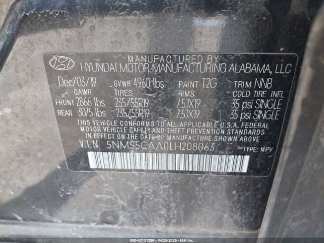 5NMS5CAA0LH208063 Hyundai Santa Fe Limited 2.0t