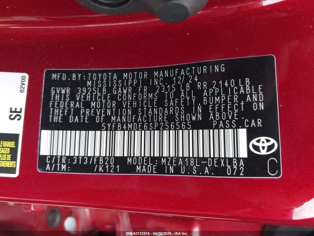 Toyota COROLLA LE 2025 5YFB4MDE6SP256565 Image 9