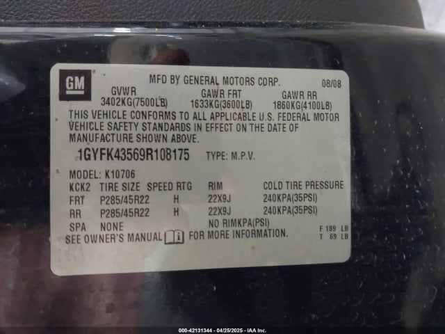 2009 CADILLAC ESCALADE HYBRID 1GYFK43569R108175 Photo 8