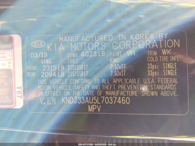 KNDJ33AU5L7037460 KIA SOUL EX