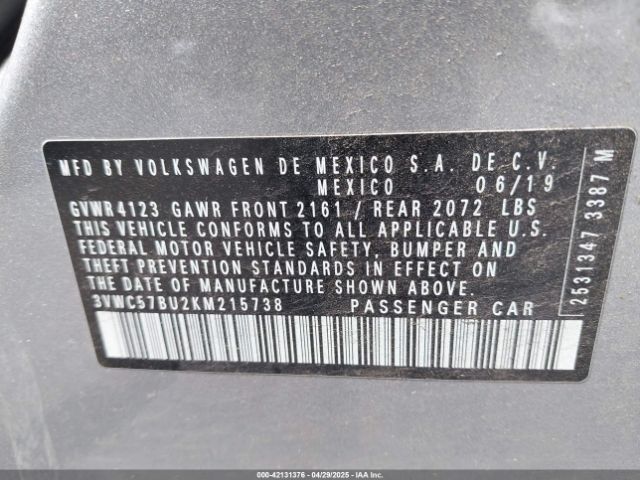 3VWC57BU2KM215738 Volkswagen 1.4 tsi