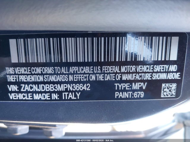 Aukcja sprzedaży 2021 Jeep Renegade Latitude 4x4, vin: ZACNJDBB3MPN36642, numer aukcji: 42131388