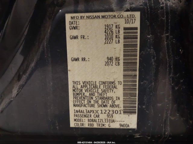 1N4AL3APXJC122301 Nissan 2018