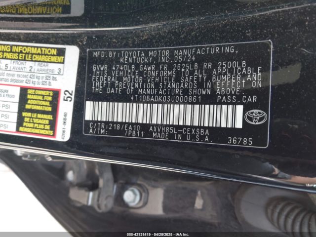 4T1DBADK0SU000861 Toyota CAMRY SE