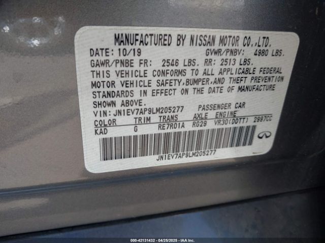 JN1EV7AP9LM205277 Infiniti Q50 LUXE