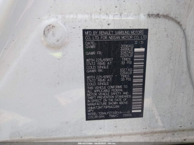 KNMAT2MT7GP642289 Nissan ROGUE S