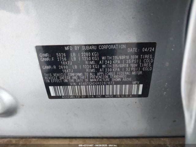 4S4BTGND6R3287873 Subaru Outback Limited Xt