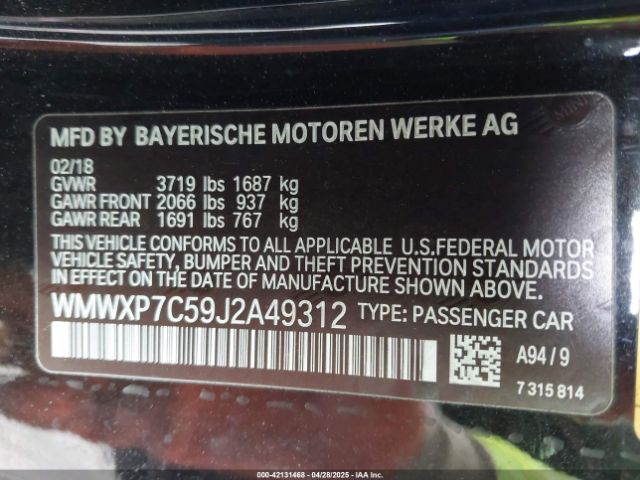 WMWXP7C59J2A49312 Mini Hardtop Cooper S