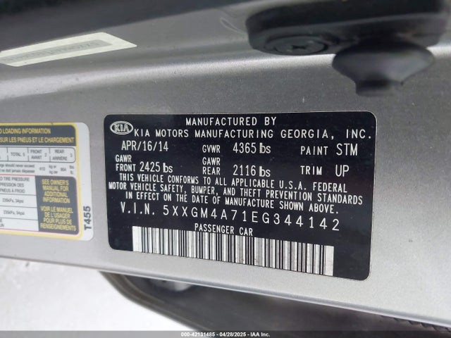 5XXGM4A71EG344142 KIA Optima Lx