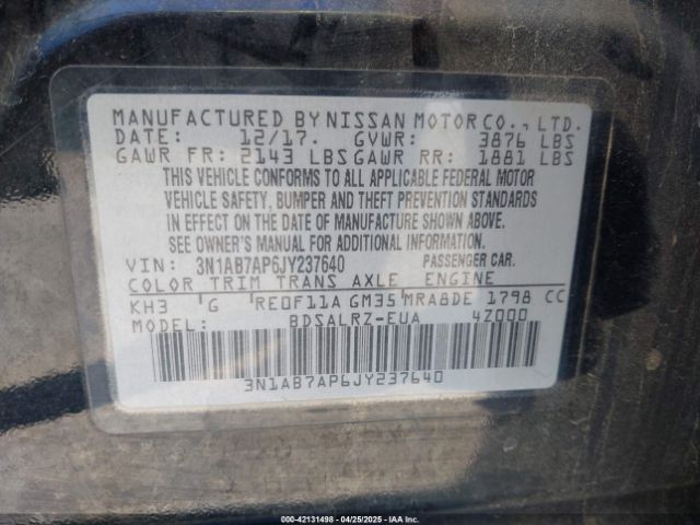 3N1AB7AP6JY237640 Nissan SENTRA SR