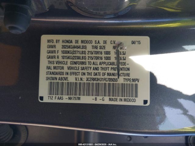 3CZRM3H31FG709059 Honda CR-V LX