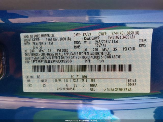 1FTMF1EB2PKD35288 Ford F-150 Xl