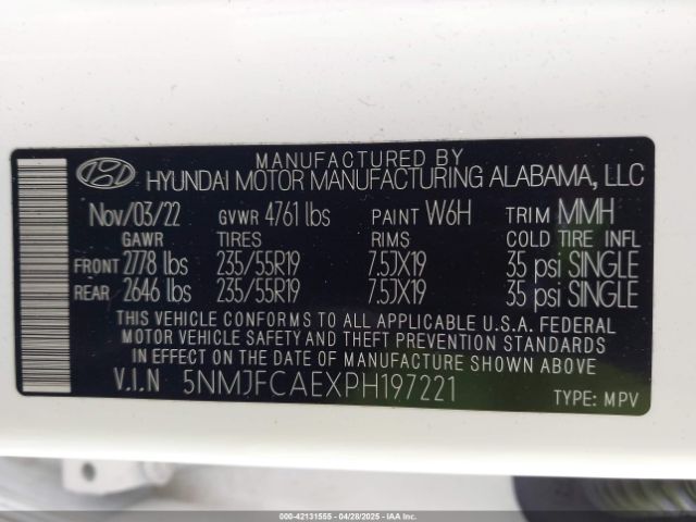 5NMJFCAEXPH197221 Hyundai TUCSON SEL