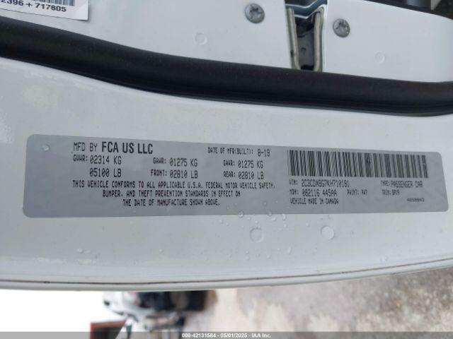 2C3CDXBG7KH710181 Dodge Charger Sxt Rwd