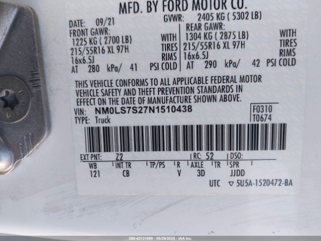NM0LS7S27N1510438 Ford Transit Connect Xl Cargo Van