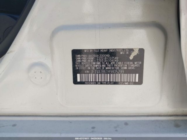 JF1VA1B61H9805299 Subaru WRX