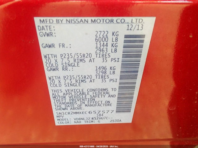 5N1CR2MMXEC657577 Nissan Pathfinder Hybrid Platinum