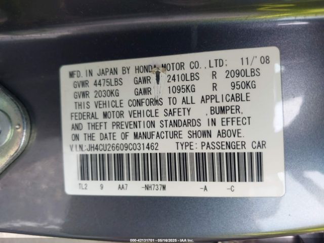 2009 ACURA TSX JH4CU26609C031462 Photo 8