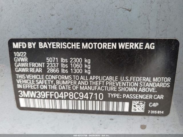2023 BMW 3 SERIES 3MW39FF04P8C94710 Photo 8