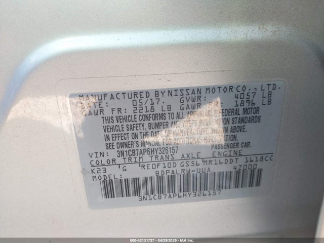 3N1CB7AP6HY326157 Nissan Sentra Sr Turbo