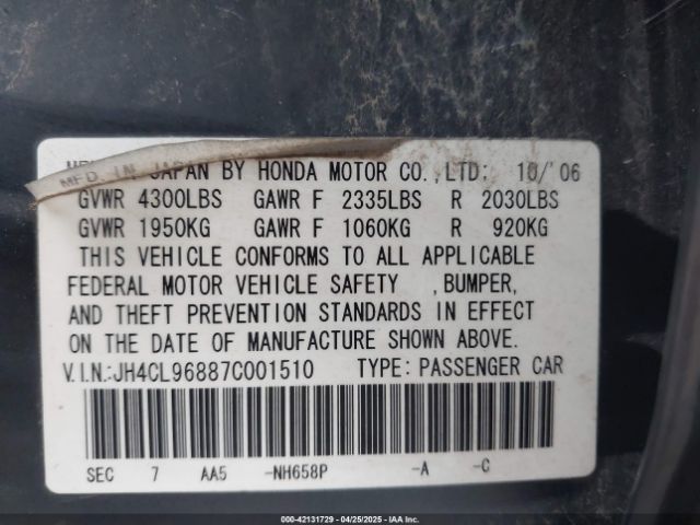 2007 ACURA TSX JH4CL96887C001510 Photo 8
