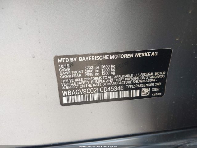 WBAGV8C02LCD45348 BMW M850i Gtan Coupe Xdrive