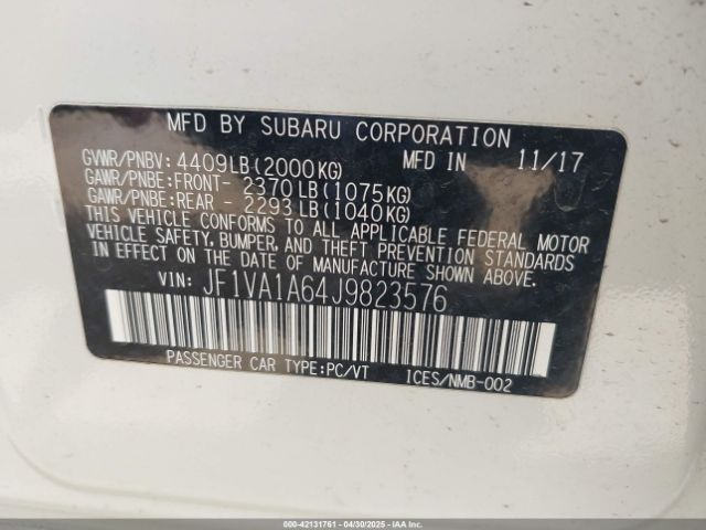 JF1VA1A64J9823576 Subaru WRX
