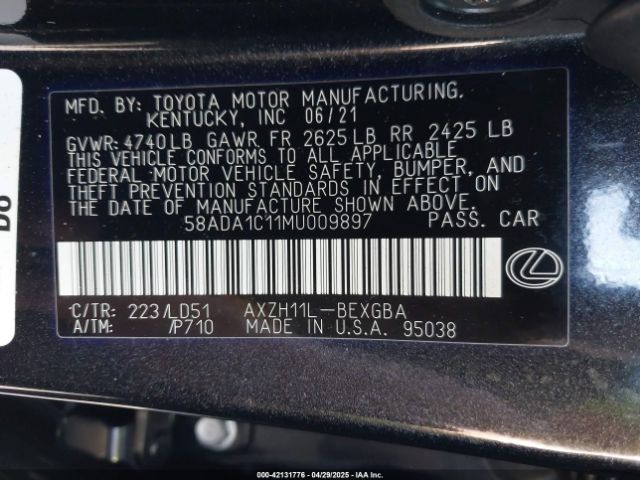2021 LEXUS ES 300H 58ADA1C11MU009897 Photo 8