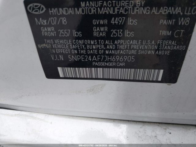 2018 HYUNDAI SONATA 5NPE24AF7JH696905 Photo 8