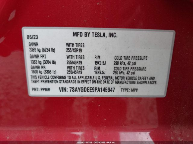 2023 TESLA MODEL Y 7SAYGDEE9PA145947 Photo 8