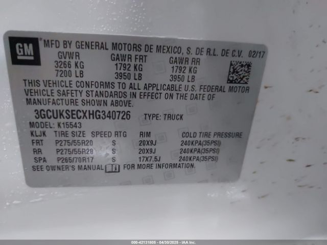 2017 CHEVROLET SILVERADO 1500 3GCUKSECXHG340726 Photo 8