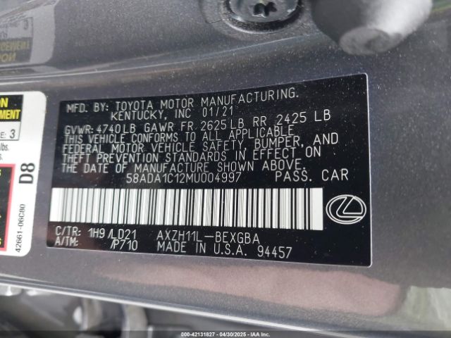 58ADA1C12MU004997 Lexus ES 300H