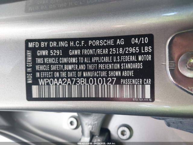 2011 PORSCHE PANAMERA WP0AA2A73BL010127 Photo 8