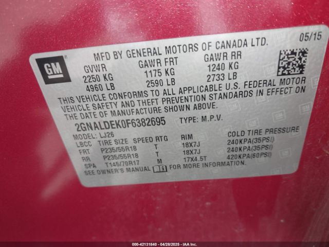 2GNALDEK0F6382695 Chevrolet Equinox Ltz