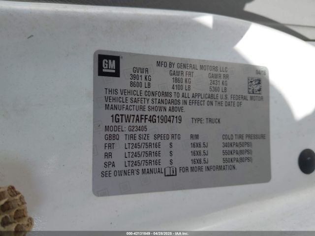 1GTW7AFF4G1904719 GMC Savana 2500 Work Van