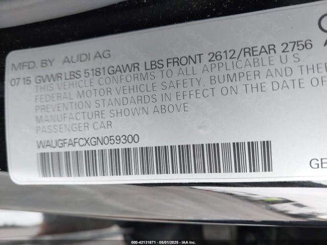 WAUGFAFCXGN059300 Audi A6 2.0t Premium Plus