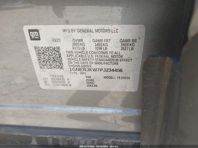 1GNERJKW7PJ234456 Chevrolet Traverse Fwd Rs