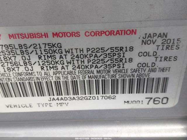 JA4AD3A32GZ017062 Mitsubishi mivec