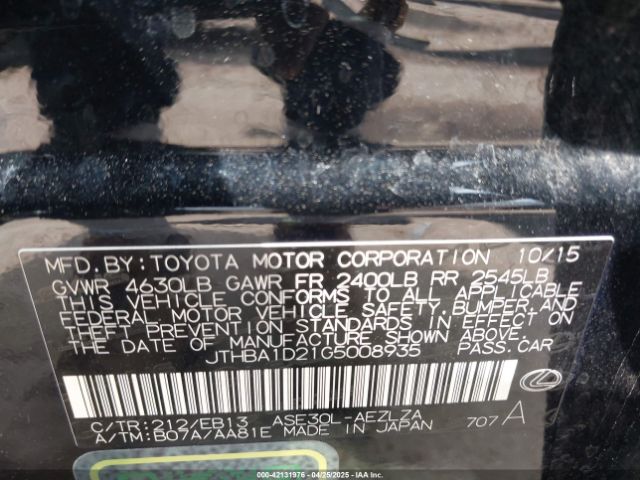 JTHBA1D21G5008935 Lexus IS 200T